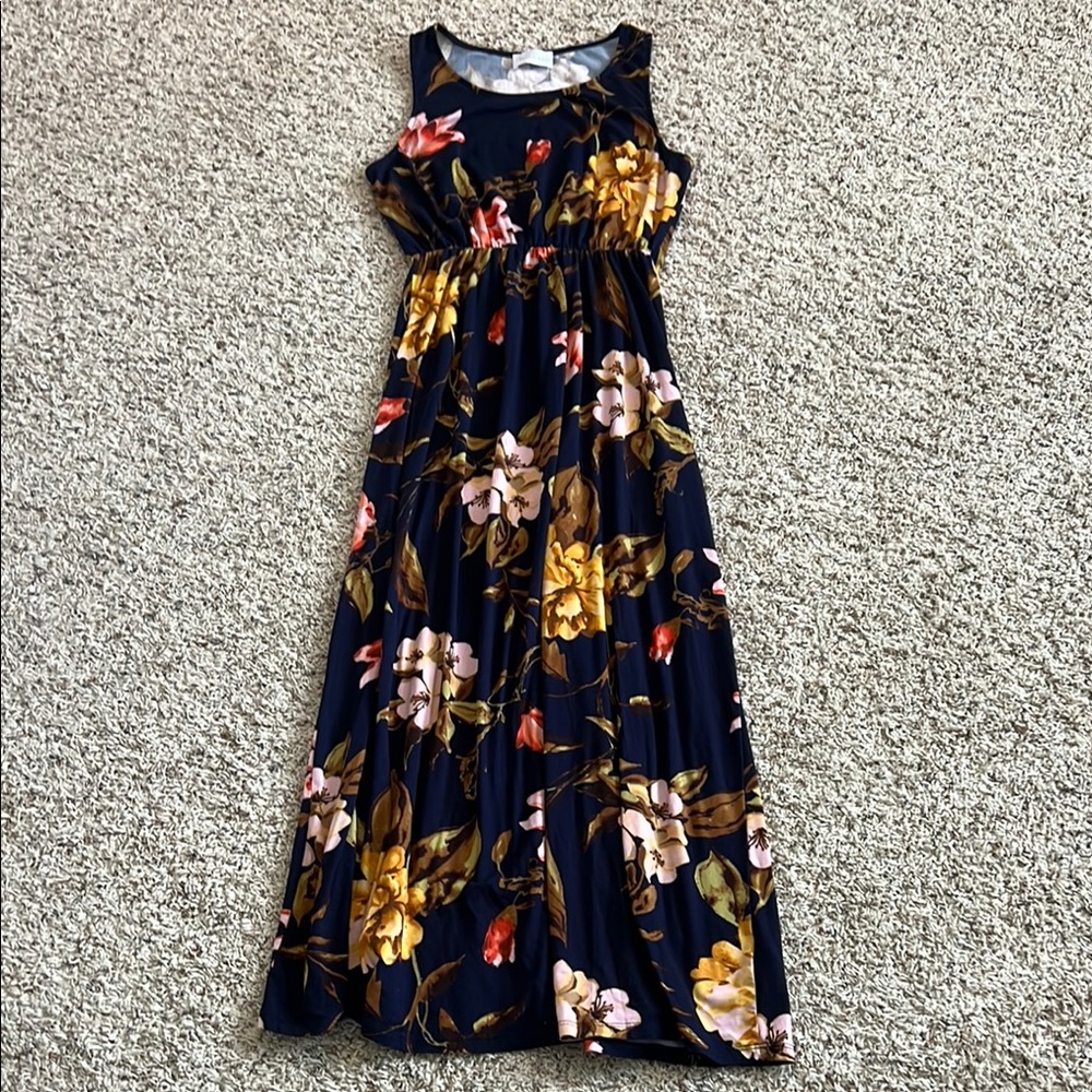 French Grey Blue and Orange Halter Sundress
